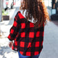 Stepping Out Red Buffalo Plaid Ribbed Hooded Sweater