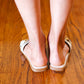 Cream Chain Detail Notched Slide Sandals