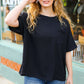 Be Bold Black Crinkle Texture Pocketed Dolman Top