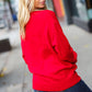 All I Want Red Sequin Bow Embroidery Knit Sweater