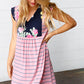 Pink Floral & Striped Yoke Babydoll Dress