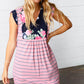 Pink Floral & Striped Yoke Babydoll Dress