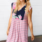 Pink Floral & Striped Yoke Babydoll Dress