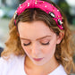 Fuchsia Stone & Gem Football Embellished Top Knot Headband