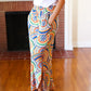 Multicolor Mandala Smocked Waist Side Slit Palazzo Pants