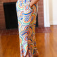 Multicolor Mandala Smocked Waist Side Slit Palazzo Pants