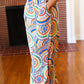 Multicolor Mandala Smocked Waist Side Slit Palazzo Pants