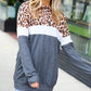 Charcoal & Heather Grey Leopard Color Block Top