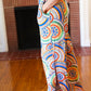 Multicolor Mandala Smocked Waist Side Slit Palazzo Pants