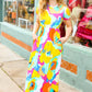 Under Clear Days Yellow/Mint Floral Fit & Flare Maxi Dress