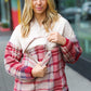 Tried & True Oatmeal & Garnet Plaid Half Zip Puffer Hoodie