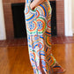 Multicolor Mandala Smocked Waist Side Slit Palazzo Pants