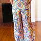 Multicolor Mandala Smocked Waist Side Slit Palazzo Pants