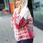 Tried & True Oatmeal & Garnet Plaid Half Zip Puffer Hoodie