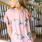 Remember Me Pink Floral Embroidery Flutter Sleeve Top