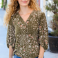 You Got This Olive Floral V Neck Bubble Sleeve Top