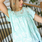 Lovely In Aqua Embroidered Flutter Sleeve Woven Top