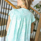 Lovely In Aqua Embroidered Flutter Sleeve Woven Top