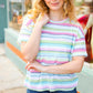 Lime & Navy Textured Vintage Stripe Sweater Top