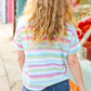 Lime & Navy Textured Vintage Stripe Sweater Top