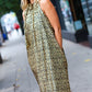 Embrace Joy Black & Gold Foil Animal Print Halter Lined Holiday Dress