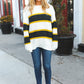 Casual Chic Yellow & Ivory Stripe Oversize Knit Sweater