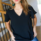 Keep Your Cool Black Flutter Sleeve V Neck Top