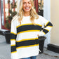 Casual Chic Yellow & Ivory Stripe Oversize Knit Sweater