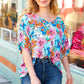 Pink & Blue Floral Print Woven Top