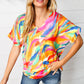 Watercolor Paint Strokes V Neck Top