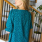 Perfectly You Teal Floral Three Quarter Sleeve Square Neck Top