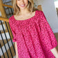 Perfectly You Fuchsia Floral Three Quarter Sleeve Square Neck Top