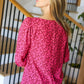 Perfectly You Fuchsia Floral Three Quarter Sleeve Square Neck Top