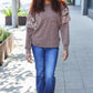 Fall Diva Brown Two Tone Knit Floral Print Frill Detail Sweater