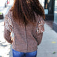 Fall Diva Brown Two Tone Knit Floral Print Frill Detail Sweater