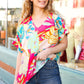 Fuchsia Floral Print Woven V Neck Top