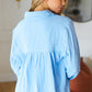 All Of Me Blue Collared Notched Neckline Cotton Top