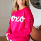 Love In the Air Fuchsia "Xoxo" Embroidered Sweater