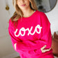 Love In the Air Fuchsia "Xoxo" Embroidered Sweater