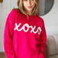 Love In the Air Fuchsia "Xoxo" Embroidered Sweater