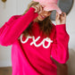 Love In the Air Fuchsia "Xoxo" Embroidered Sweater