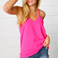 Hot Pink Adjustable Strap V Neck Lined Cami