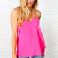 Hot Pink Adjustable Strap V Neck Lined Cami