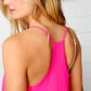 Hot Pink Adjustable Strap V Neck Lined Cami