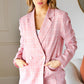 Get To It Pink Plaid Double Breasted Collar Lapel Blazer