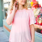 Blush Mock Neck Embroidered Woven Top