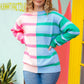 Perfectly Poised Blush & Blue Stripe Color Block Knit Sweater