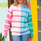 Perfectly Poised Blush & Blue Stripe Color Block Knit Sweater