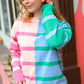 Perfectly Poised Blush & Blue Stripe Color Block Knit Sweater