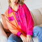 Feeling Bold Orange & Fuchsia Color Block Button Down Top